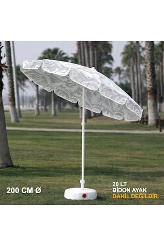 Desenli-beyaz Plaj Şemsiyesi-200 Cm Ø Desenli-beyaz