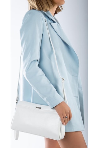 Kadın Portföy Cüzdan Çanta Beyaz Rugan 3 Bölmeli Uzun Kısa Askılı-3228 Beyaz