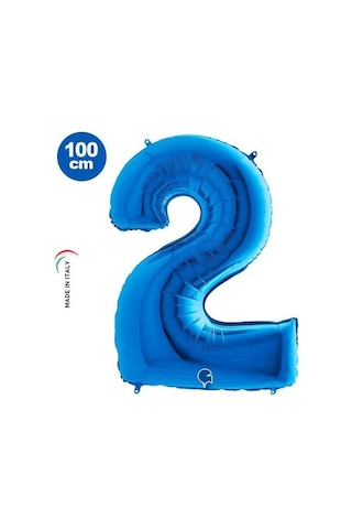 2 Rakam Folyo Balon Mavi 40ınc 100cm Çok Renkli