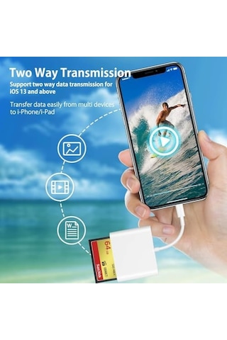 Tip C Kart Okuyucu 3in1, Cf Tf Sd Card Reader İpad İle Uyumlu, Sd Kart Adaptörü, Hafıza Kartı Okuyucu Type C İphone İle Uyumlu Zr498 - Type-c Kablo