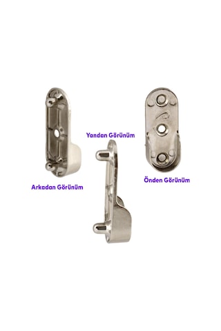 Badem10 Askı Flanşı Oval Dolap Boru Sabitleme Kıyafet Elbise Askı Flanş Aparatı Krom 45 Mm 2 Adet Genel