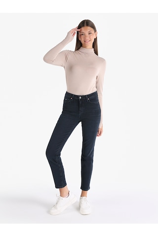 Colins 703 Carla Slim Fit Normal Bel Düz Paça Koyu Mavi Kadın Pantolon Cl1066382 Mavi
