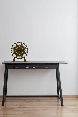 Mercan Model Metal Lazer Kesim Akar Sessiz Mekanizmalı Masa Saati Gold