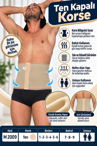 Ten Kapalı Korse Unisex Bel Ve Karın Destek Korsesi M 2009 - Rylks Standart