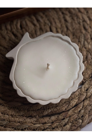 Beton İstiridye Tabakta Simli Mum - Doğal Soya Wax