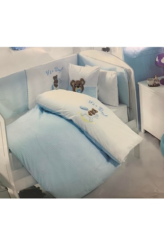 Maribor Baby Cute 7 Parça Bebek Nevresim Uyku Seti Mavi