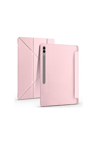 Galaxy Tab S9 Ultra Kılıf Uyumlu Zore Tri Folding Kalem Bölmeli Standlı Kılıf-rose Gold Tablet Kılıfı