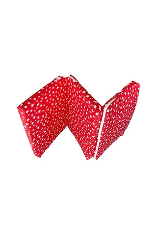 Bebek Yatağı Oyun Parkı Çocuk Yatağı Katlanabilir Sünger Yatak 60x120-4 Cm Kırmızı Yıldız