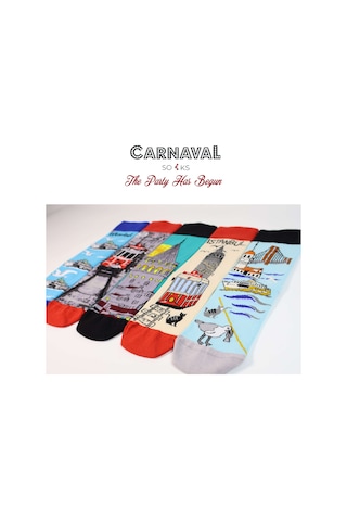 Carnaval Socks 5'li İstanbul Şehir Manzaralı Unisex Renkli Çorap Kutusu 2000386