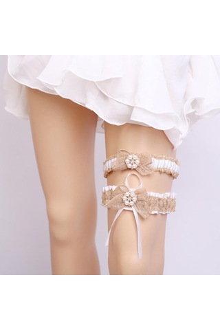 Dolıty 2 Parça Bayan Dantel Çiçekli Bacak Jartiyer Kahverengi Kahverengi