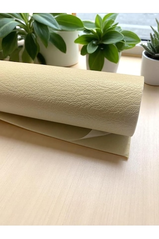 Varan Tekstil Yapışkanlı Krem Suni Deri 100 140 Cm