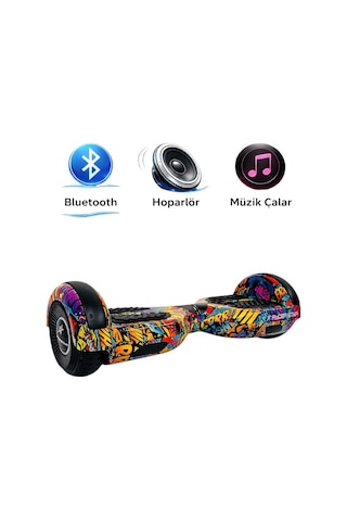 Elektrikli Kaykay Hoverboard Bluetooth Hoparlörlü 6.5 Inch Otomatik Akıllı Denge RS-S5 -Bang Bang Grafiti