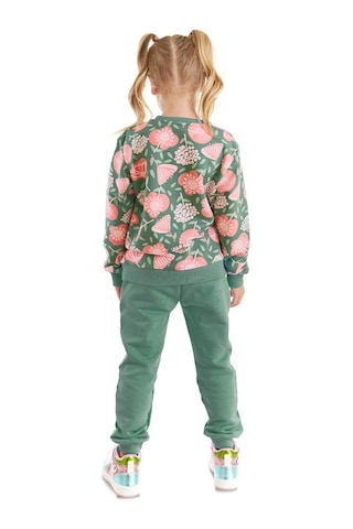 Denokids Pembe Çiçekli Kız Çocuk Yeşil Pembe Eşofman Takım Pembe - Yeşil