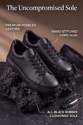 Ghostwood - Hakiki Deri Hafif Faylon Taban Siyah Erkek Sneaker Ayakkabı