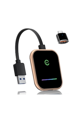 Maiyame Kablosuz Carplay Ve Android Auto Dönüştürücü - 2合1 Araç Kablosuz Adaptörü - Navigasyon, Müzik, Ses Asistanı Desteği Gül Altın