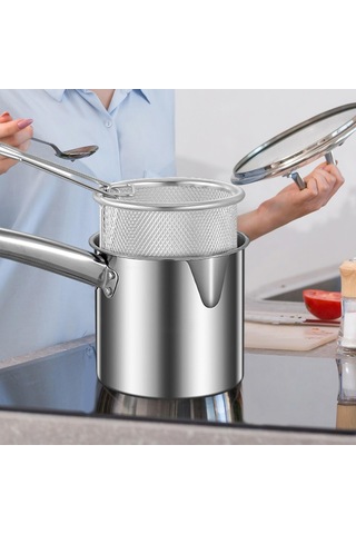 Homyl Fritöz Tencere Net Sepet Kapaklı Üniversal Yağ Stil A