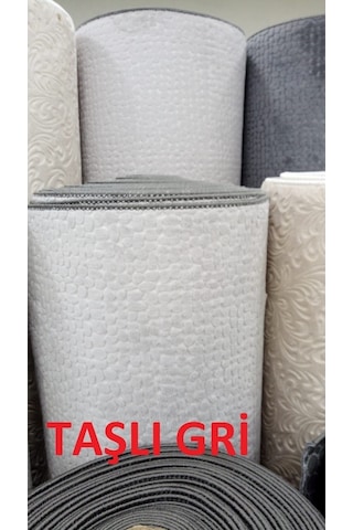 Regnum Halı Lüks Gri Sarmaşık Desen Kaymaz Jel Taban Kesme Yolluk