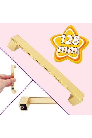 Bihter Düz Kulp 128 Mm Altın Mutfak Kulpu Çekmece Dolap Kapak Kulbu Metal Mobilya Dolabı Kulpları