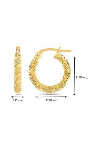 Moom Mücevherat Kadın 14 Ayar Altın Desenli Halka Küpe-MMKP1411