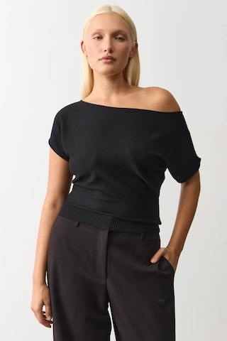 Madmext Siyah Düşük Omuz Triko Bluz Mg2796