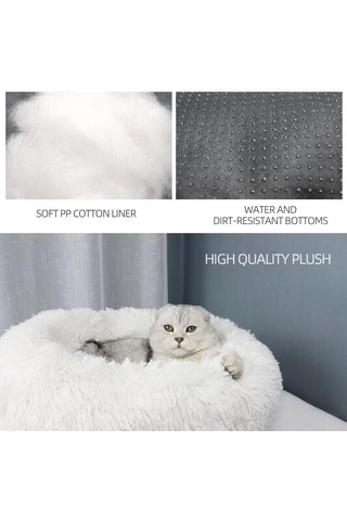 Moveevo Yuvarlak Peluş Kedi Yatağı Küçük Köpekler İçin Yumuşak Konfor