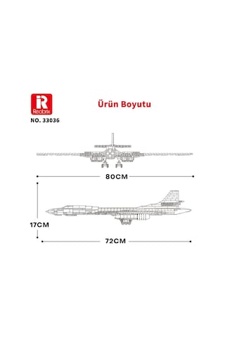 Reobrix 33036 Sovyet Tu-160 Strateji Bombardıman Jet Uçağı Yaratıcı Yapı Blok Seti Tu-160 Strategic Bomber Aircraft - 1598 Parça