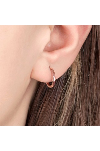 Taşsız Rose Gold Halka Gümüş Kadın Küpe N11.91585