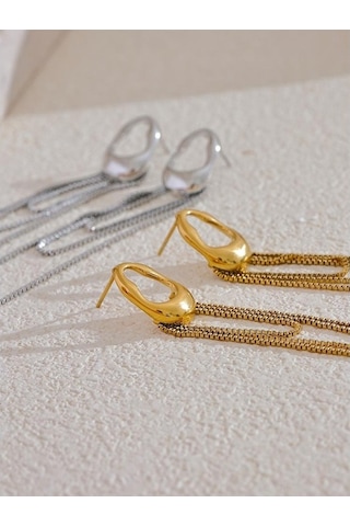 Novahub Kadınlar İçin Gümüş 316l Paslanmaz Çelik Geometrik Püskül Zincir Dangle Küpe Mizaç Popüler Takı Hediye Gümüş