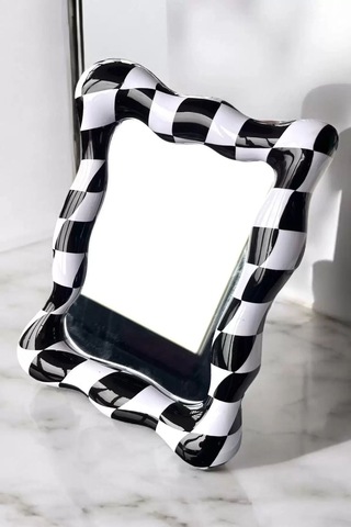 Caş Dekorasyon Siyah Ve Beyaz Renk Masa Aynası Siyah