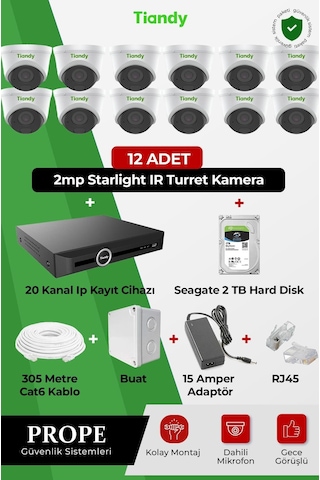 Tiandy 12 Kameralı Dome Full Sistem Paketi
