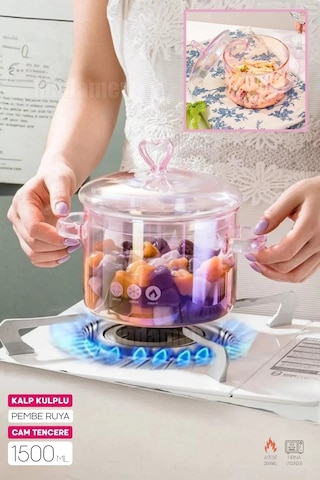 Madamev Borosilikat Cam Tencere Isıya Dayanıklı Termisil 1500cc