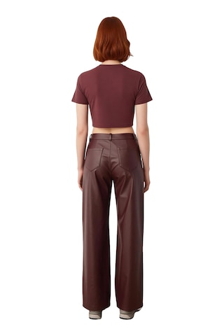 Ersefa Kadın Suni Deri Geniş Paça Pantolon Cool & Comfort Tarzı Fonksiyo Bordo