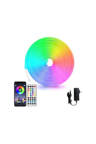 16 Ft Led Neon Işıklar Uzaktan Uygulama Kontrolü Ip65 Su Geçirmez Esnek Neon Led Şerit Işıklar 12 V Rgb Led Neon Halat Işıklar Yatak Odası Oda Dış Mekan Dekorasyonu İçin