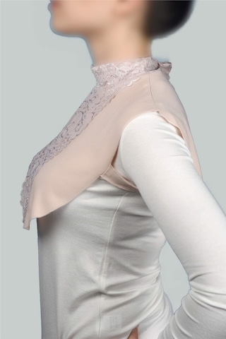 Altobeh Kadın Penye Tesettür Daire Yakalı Dantelli Boyunluk - Bej