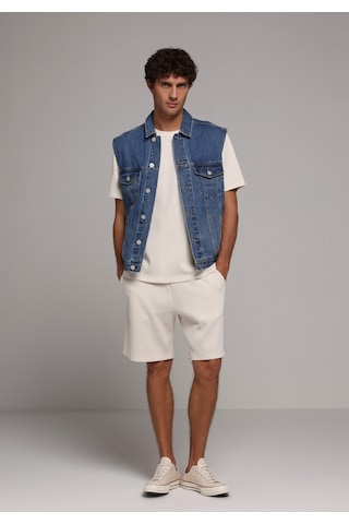 Colin's Colins Oversize Fit Klasik Yaka Düğmeli Astarsız Erkek Mid İndigo Denim Yelek Cl1080323 Q1.v1 Dn44914 Denim