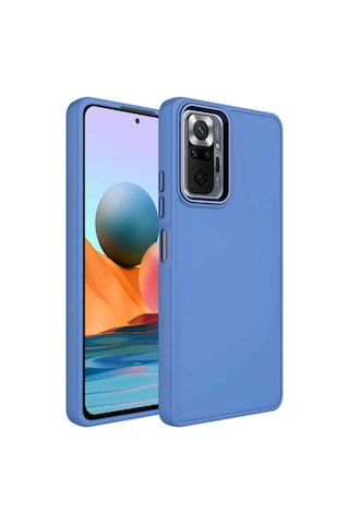 Xiaomi Redmi Note 10 Pro Kılıf Metal Çerçeve Ve Buton Tasarımlı Silikon Zore Luna Kapak Lavendery Gray
