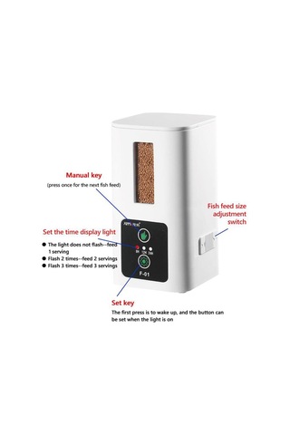 Sones Xınma F-01 400 Ml Balık Tankı Otomatik Besleme Cihazı Akvaryum Akıllı Zamanlama Yüksek Kapasiteli Balık Besleyici