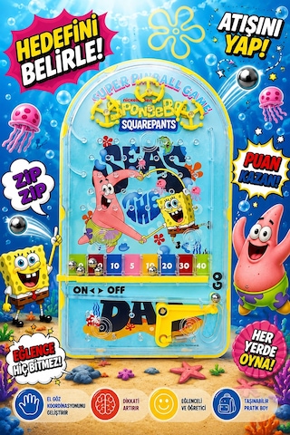 Pinball Sunger Bob Eğitici Retro Oyuncak Mavi
