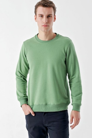 Slimfit Bisiklet Yaka Düz Renk 2 İplik Erkek Sweatshirt 001