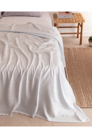 Madame Coco Mathilda King Size %100 Pamuk Karde Düz Pike - Açık Mavi 8684427198704 Mavi