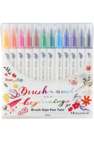 Pentel Brush Sing Pen Twin Çift Taraflı Fırça Uçlu Kalem