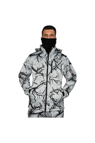 Mysia Outdoor Beyaz Soft Shell Mont Avcı Saz Kar Desen Çift Kat Polarlı Çok Renkli