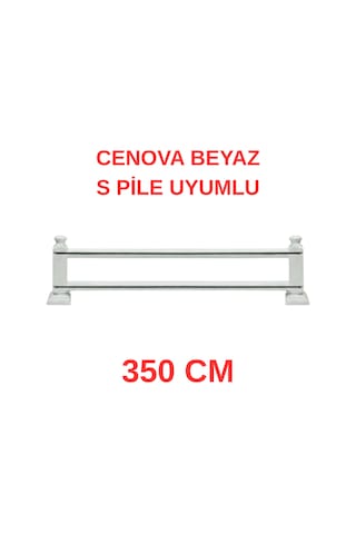 Cenova S Pile Ve Perde Düğmesi Uyumlu Çetray Çift Raylı Modern Ahşap Rustik Beyaz 350 Cm Beyaz