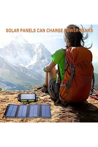 Honeybeeshop 35w 4 Katlı Siyah Güneş Paneli Taşınabilir Katlanabilir Usb Şarj Cihazı Kamp Seyahat İçin