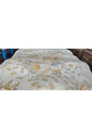 Aslan Desenli /çift Kişilik/ Lüx Battaniye/ 3 Kg / Modern / Şık / Çeyizlik Beyaz - Sarı
