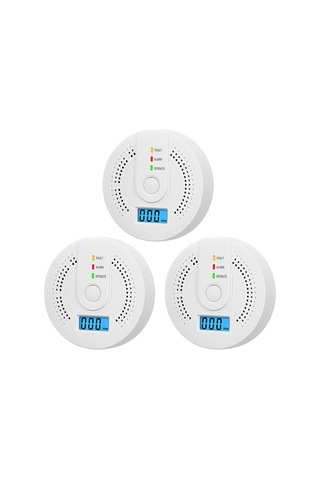 Geeksen 3 Adet Karbon Monoksit Dedektörü - Lcd Gösterge, 85db Sesli Ve Işıkli Alarm, Taşınabilir Kullanim, Elektrokimyasal Sensör