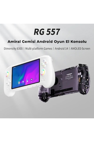Rg 557 Beyaz 8 Gb Ram 128 Gb Depolama 5.48" Amoled Dokunmatik Ekran El Konsolu - 4nm Dimensity 8300 İşlemci Android 14 Wi-fi 6e Aktif Turbo Fan Soğutma 1080p Type-c Dp Çıkışlı Taşınabilir Konsol