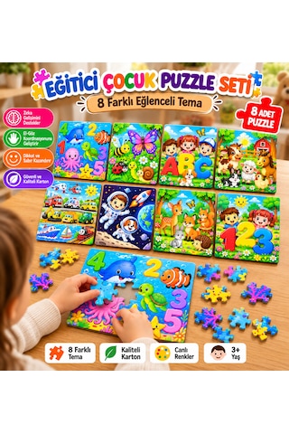 13x18 40 Parçali Eğitici Çocuk Puzzle Seti 8 Farklı Tema 01