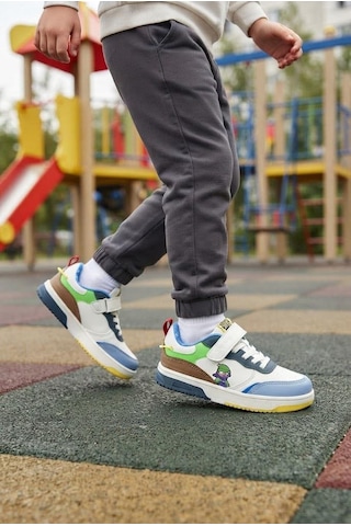 Fort Cool Starex Rahat Esnek Sneaker Erkek Çocuk Spor Ayakkabı Beyaz - Mavi