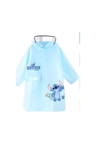 Petityu Stitch Su Geçirmez Şirin Yağmurluk Mavi
